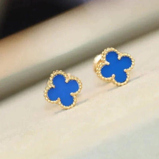 [Vicky]CLOVER MINI 9.5MM TURQUOISE EARRINGS