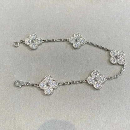 [Vicky]CLOVER 5 MOTIFS  DIAMOND BRACELET SILVER