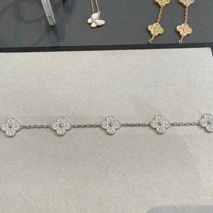 [Vicky]CLOVER 5 MOTIFS  DIAMOND BRACELET SILVER