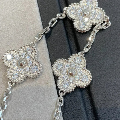 [Vicky]CLOVER 5 MOTIFS  DIAMOND BRACELET SILVER