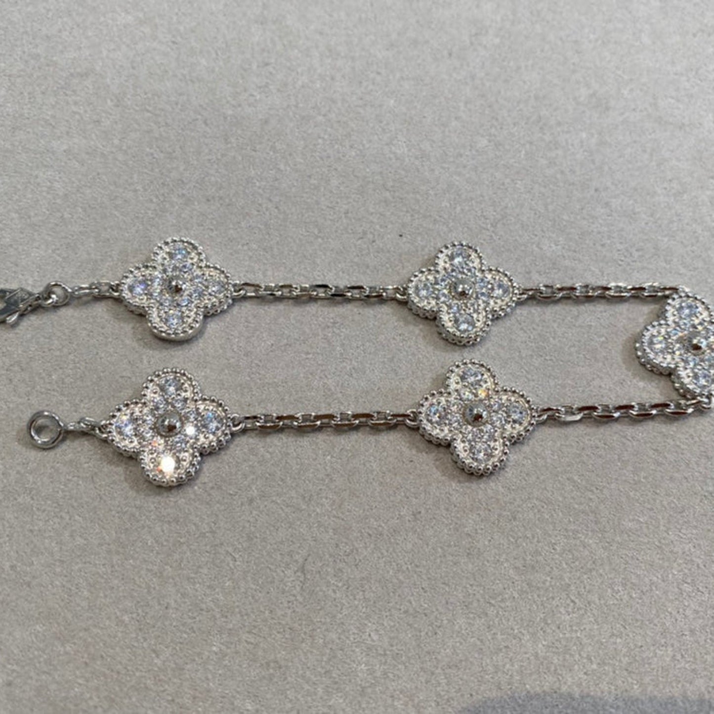 [Vicky]CLOVER 5 MOTIFS  DIAMOND BRACELET SILVER