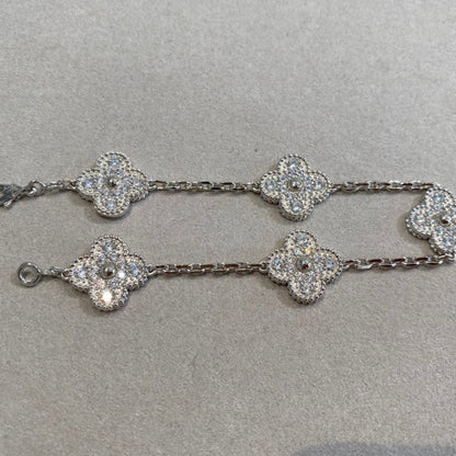 [Vicky]CLOVER 5 MOTIFS  DIAMOND BRACELET SILVER