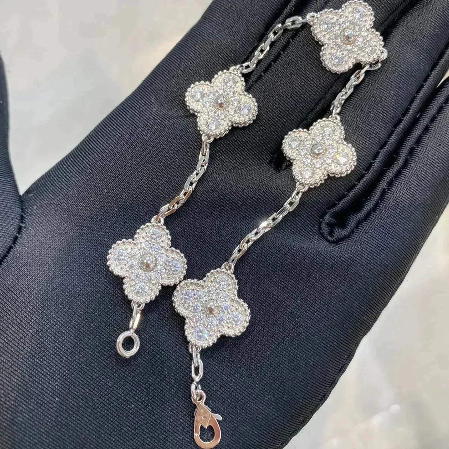 [Vicky]CLOVER 5 MOTIFS  DIAMOND BRACELET SILVER