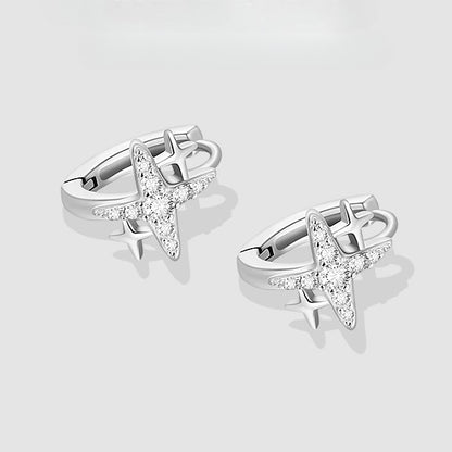 Luxury-inspired, Niche Design, Sophisticated Appeal, Four-pointed Star Stud Earrings