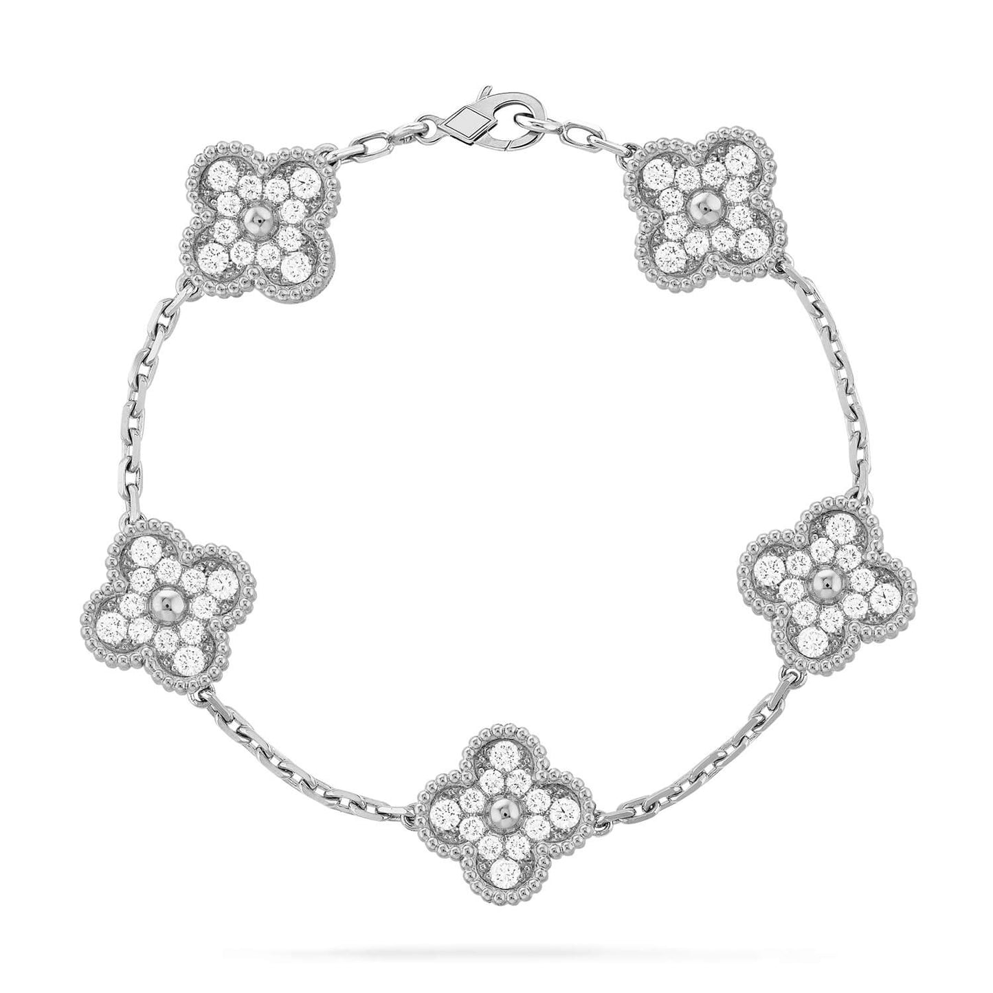 [Vicky]CLOVER 5 MOTIFS  DIAMOND BRACELET SILVER