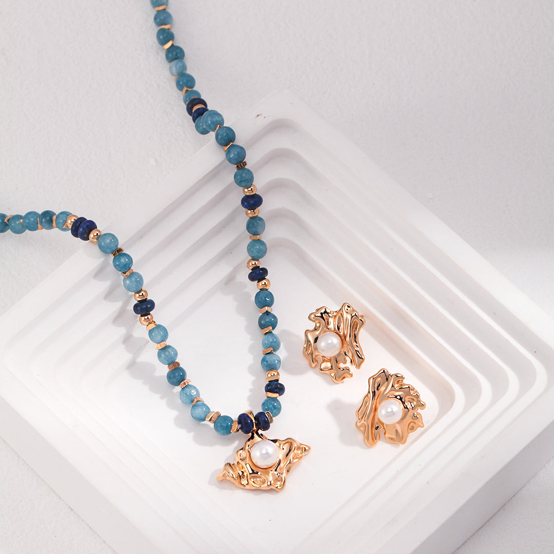 S925 Silver Evil Eye Pearl Lapis Necklace