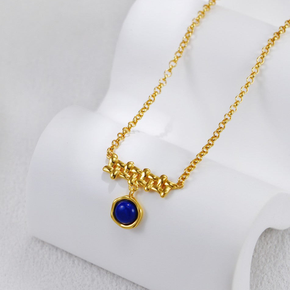 S925 Silver Lapis-Blue Drop Earrings & Pendant Necklace Set