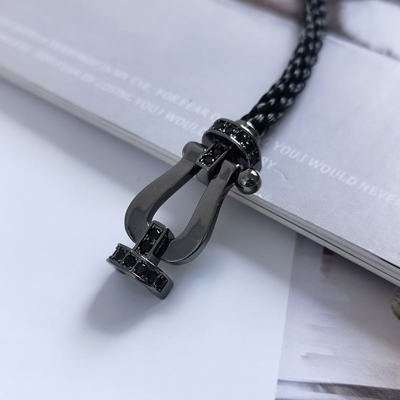 [Vicky]FORCE LARGE SERIES HORSESHOE BLACK SAMURAI BRACELET
