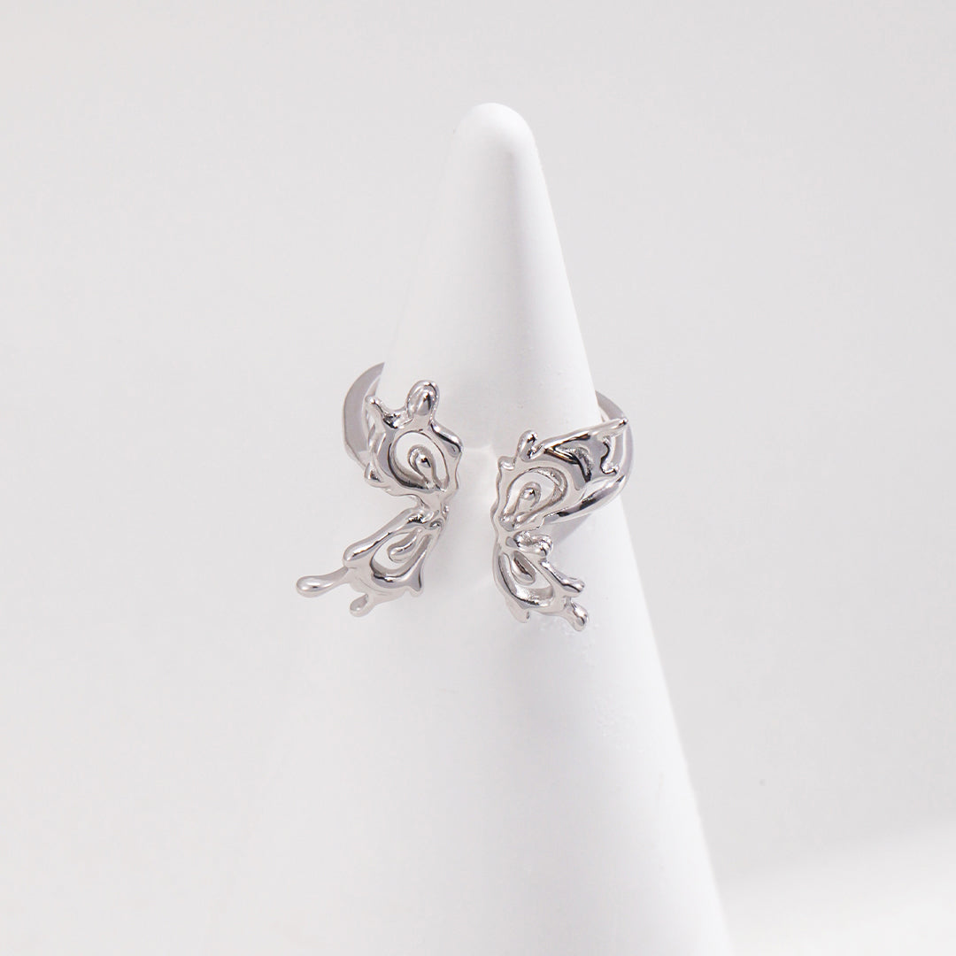 S925 Silver Fluid Phalaenopsis Orchid Open Ring
