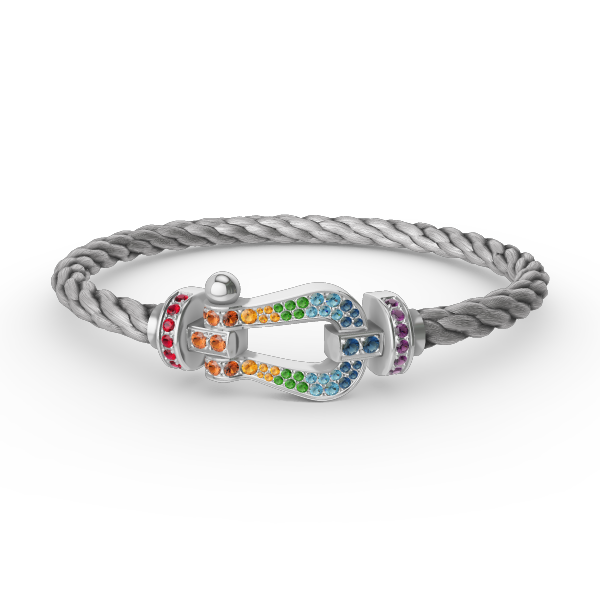 [Vicky]FORC LARGE HORSESHOE  COLORED DIAMOND BRACELET SILVER
