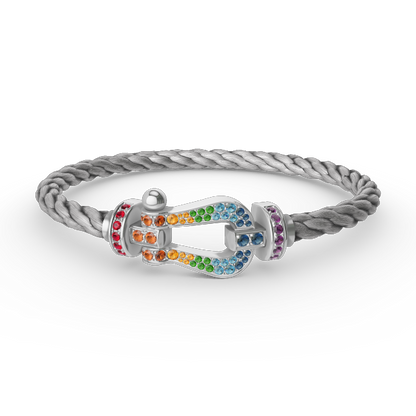 [Vicky]FORC LARGE HORSESHOE  COLORED DIAMOND BRACELET SILVER