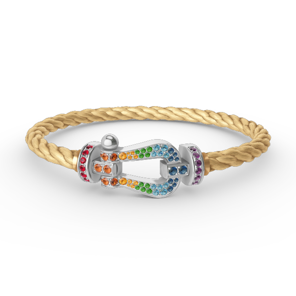 [Vicky]FORC LARGE HORSESHOE  COLORED DIAMOND BRACELET SILVER