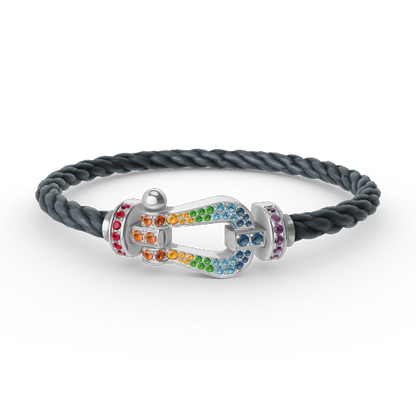 [Vicky]FORC LARGE HORSESHOE  COLORED DIAMOND BRACELET SILVER