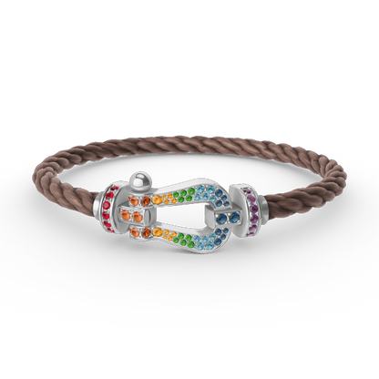 [Vicky]FORC LARGE HORSESHOE  COLORED DIAMOND BRACELET SILVER