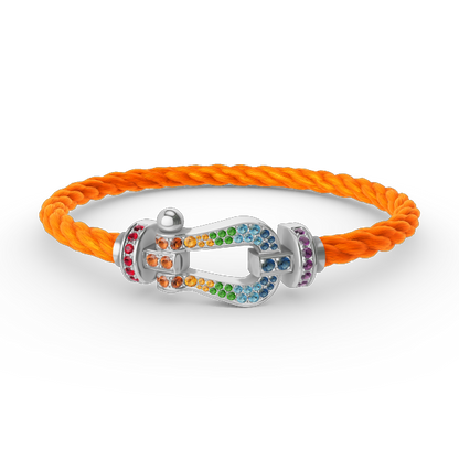 [Vicky]FORC LARGE HORSESHOE  COLORED DIAMOND BRACELET SILVER