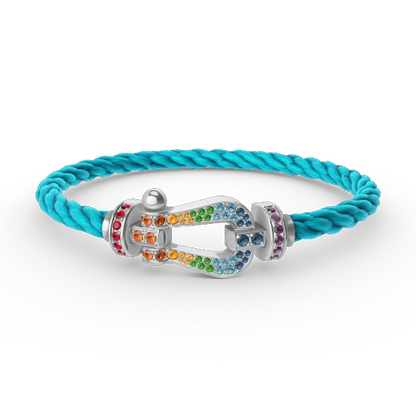[Vicky]FORC LARGE HORSESHOE  COLORED DIAMOND BRACELET SILVER