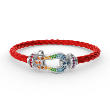 [Vicky]FORC LARGE HORSESHOE  COLORED DIAMOND BRACELET SILVER