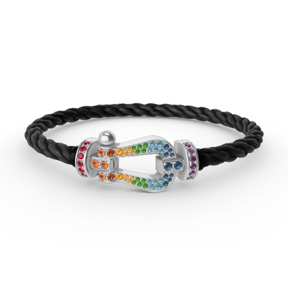 [Vicky]FORC LARGE HORSESHOE  COLORED DIAMOND BRACELET SILVER