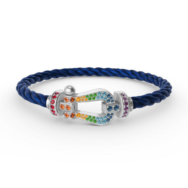 [Vicky]FORC LARGE HORSESHOE  COLORED DIAMOND BRACELET SILVER