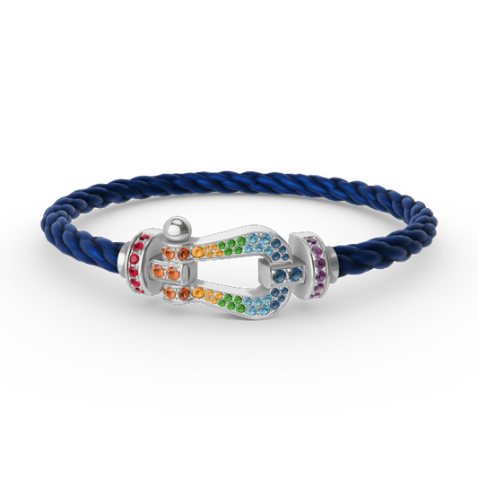 [Vicky]FORC LARGE HORSESHOE  COLORED DIAMOND BRACELET SILVER