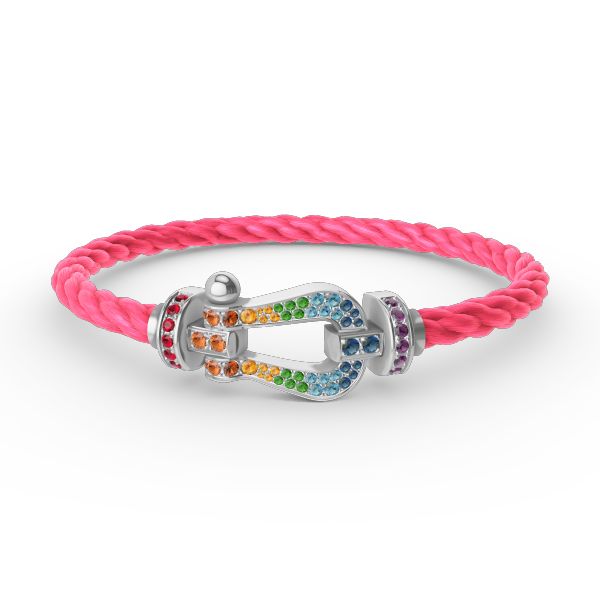 [Vicky]FORC LARGE HORSESHOE  COLORED DIAMOND BRACELET SILVER
