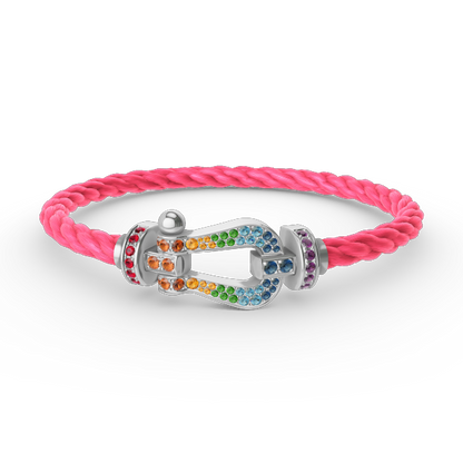 [Vicky]FORC LARGE HORSESHOE  COLORED DIAMOND BRACELET SILVER