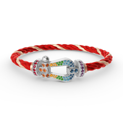 [Vicky]FORC LARGE HORSESHOE  COLORED DIAMOND BRACELET SILVER