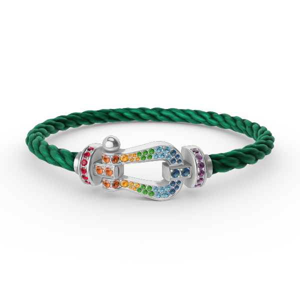 [Vicky]FORC LARGE HORSESHOE  COLORED DIAMOND BRACELET SILVER
