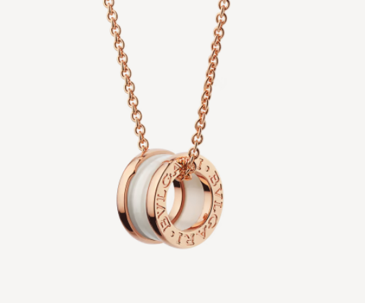 [Vicky]ZERO 1 WHITE CERAMIC PINK GOLD NECKLACE
