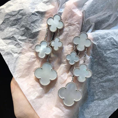 [Vicky]CLOVER EARRINGS WHITE MOP 4 MOTIFS SILVER