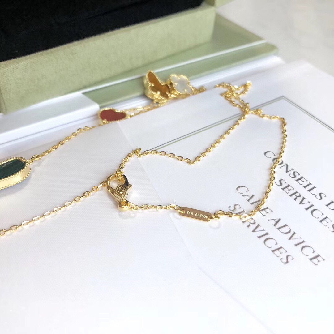 [Vicky]LUCKY SPRING 4 MOTIFS ROSE GOLD NECKLACE